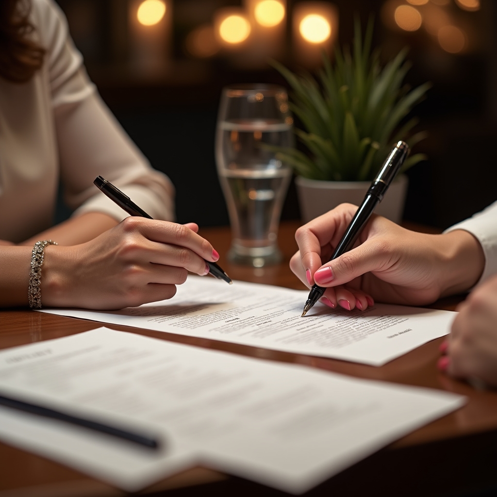 Semnarea unui contract pentru organizarea unui eveniment de familie