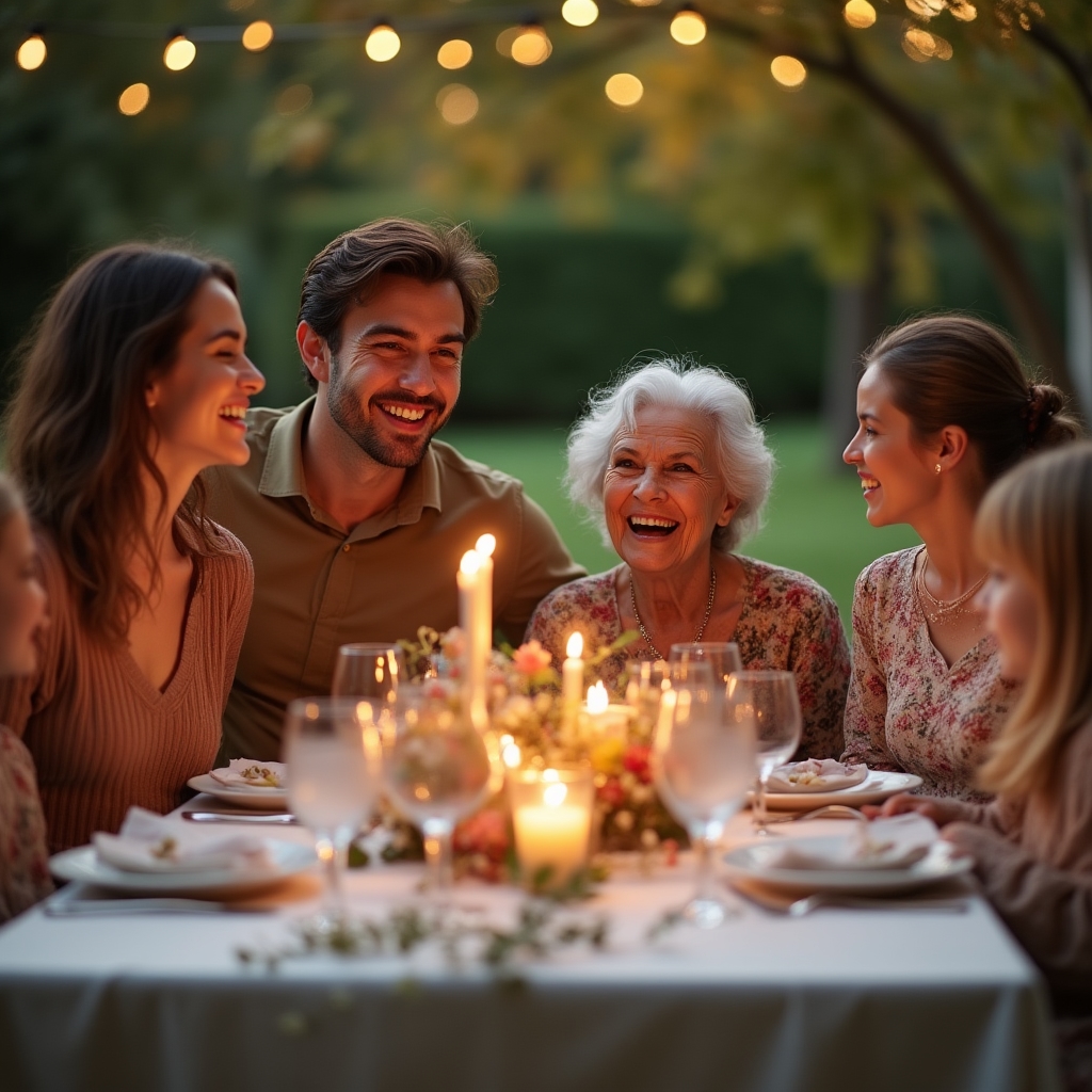 Familie fericită la un eveniment organizat cu grijă